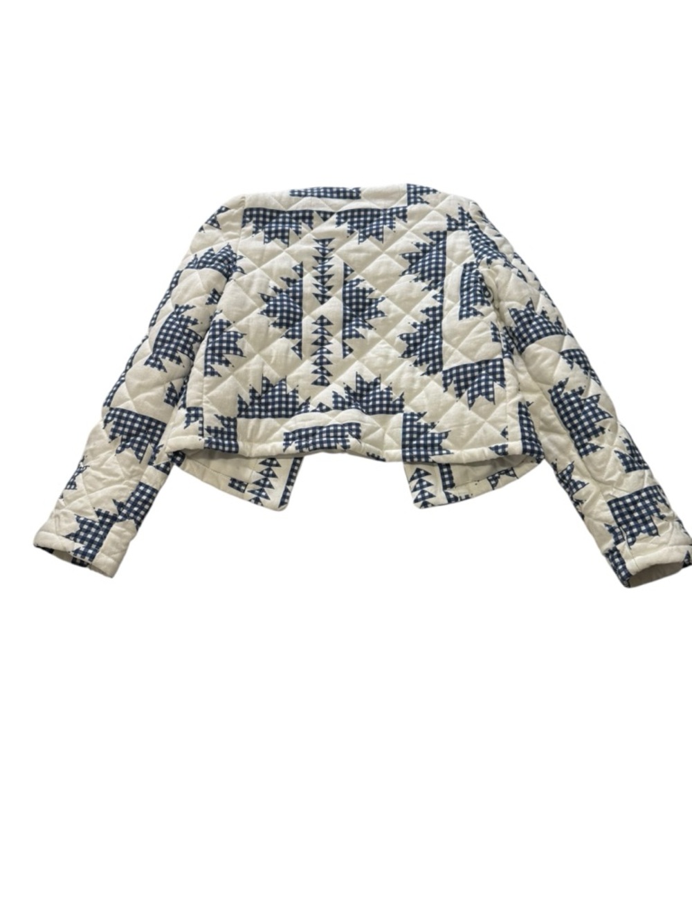 Caroline Constas Quilted Linen Blend Jacket/ Blazer with Navy Print size XS - Picture 7 of 7